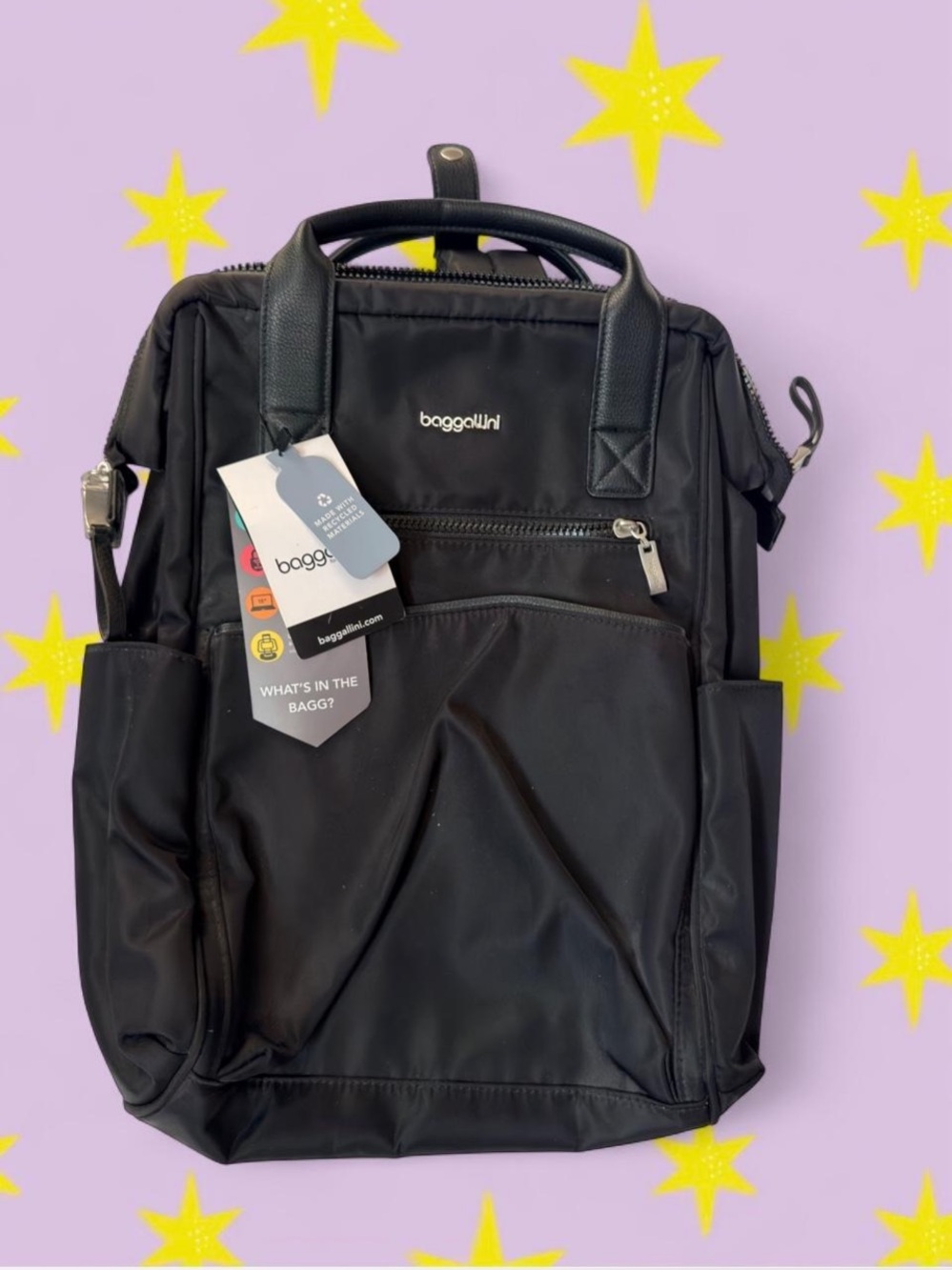 Baggallini Black Convertible Backpack Tote